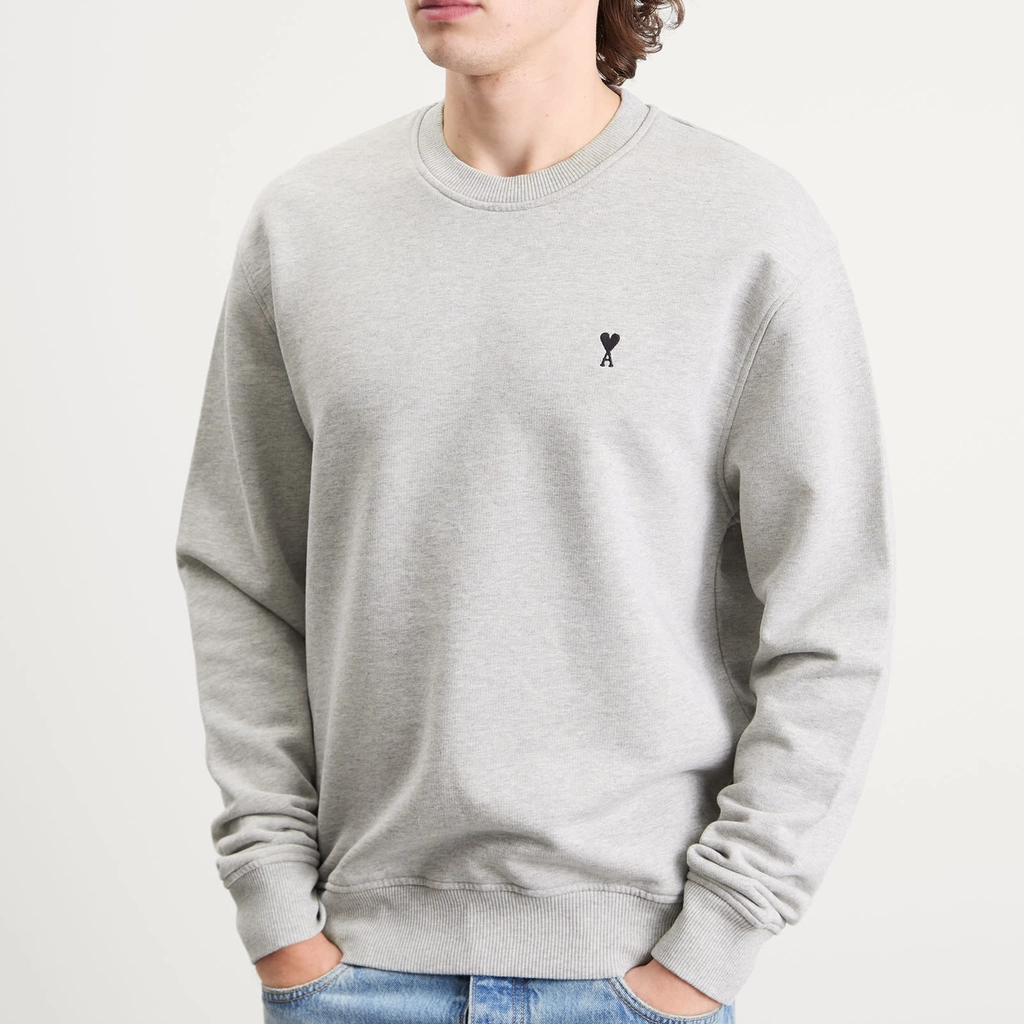 AMI Paris Men's Loopback Light Fleece ADC Sweatshirt Gris Cendre Chine